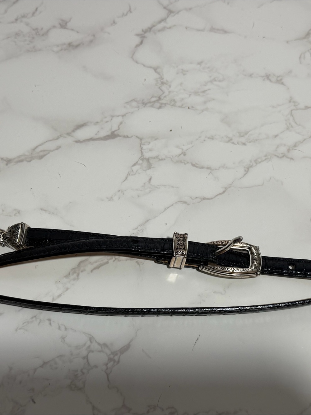 Talbot's Vintage Women's Black Leather Belt with Silver Filigree Accents - XS - Picture 3 of 12